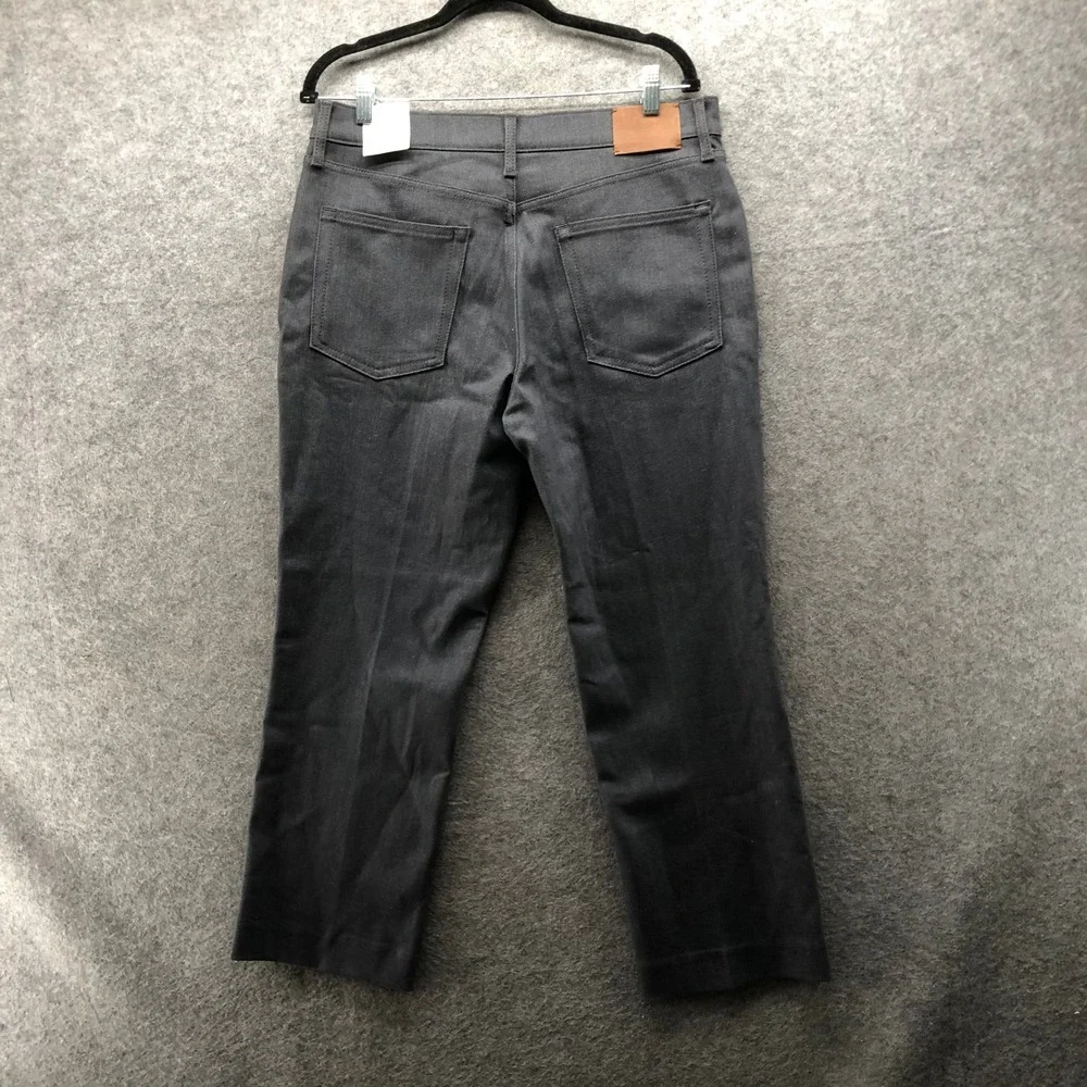 NWT Zara ZW Bootcut Cropped Jeans Womens 12 Gray Slim Fit High Rise Denim Pants